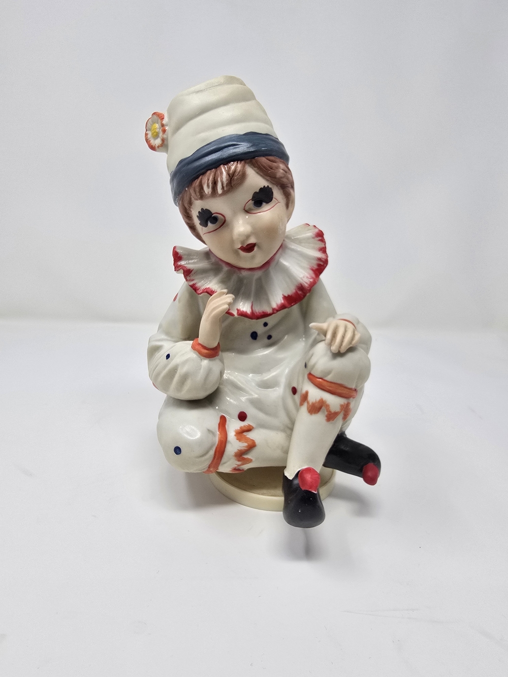 Vintage Porcelain Pierrot Clown Musical Figurine